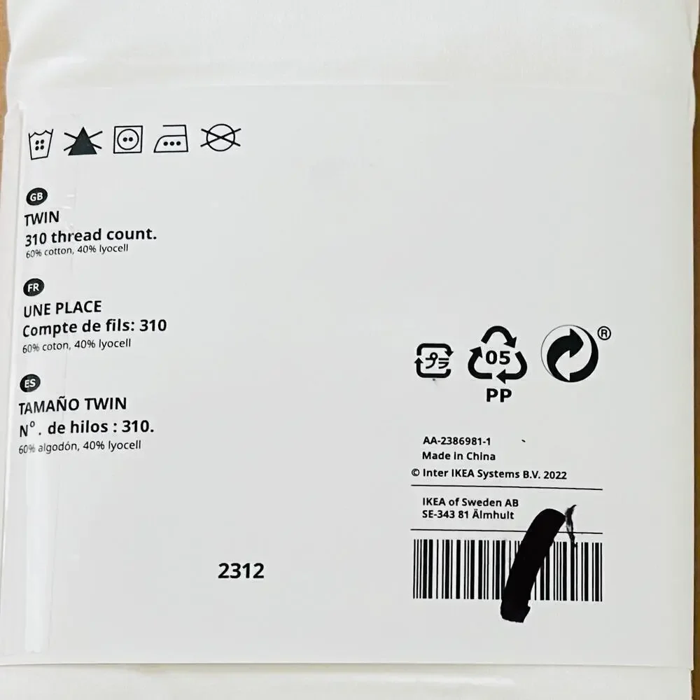 IKEA NATTJASMIN Twin White Flat Sheet